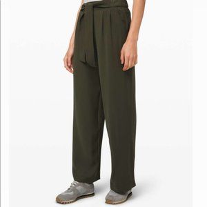 green Lululemon high rise wide leg pants